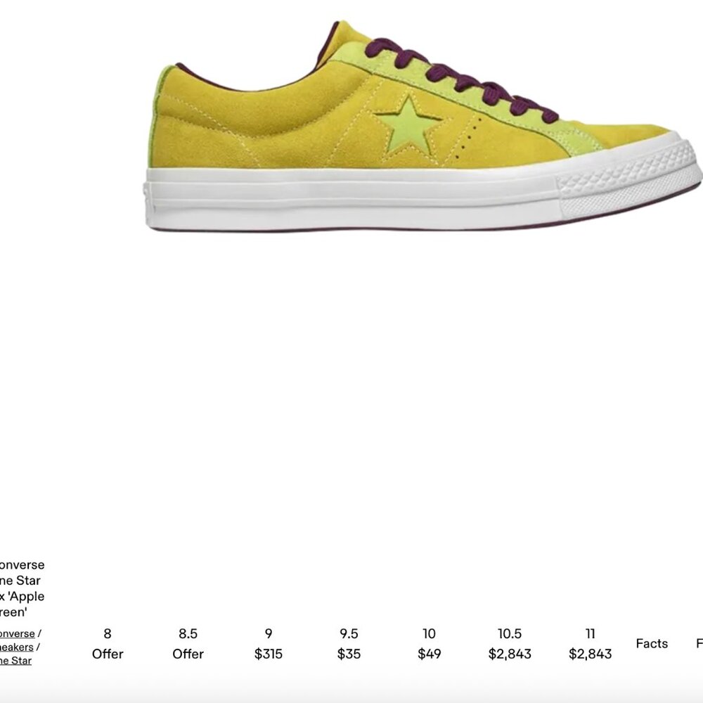Ultra Rare/Discontinued/Vintage Style Converse One Star Ox Apple Green-Size 10.5 - Picture 8 of 12